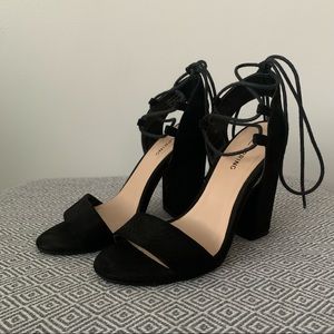 Black lace-up heels